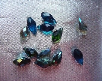SALE!! Bead Mix, Celestial Crystal, Glass, Ocean, Iridescent Shades, 12x6mm, Faceted, Briolette, Pkg Of 8 SALE!!
