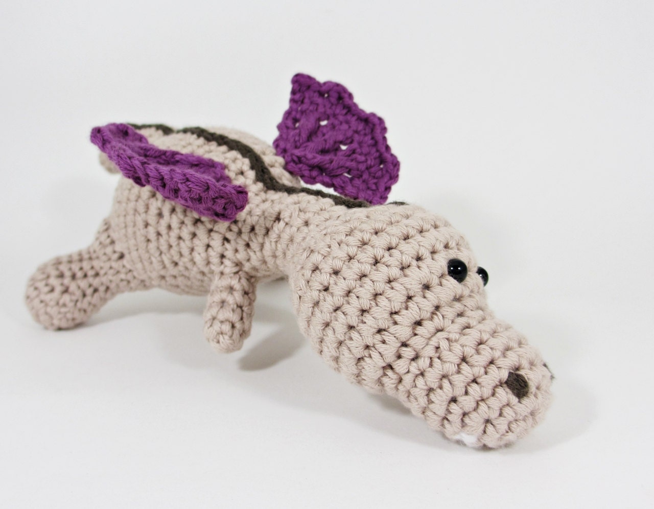 Organic cotton baby dragon baby rattle stuffed toy beige