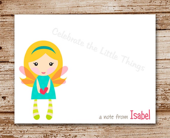 Set of 8 Fairy Note Cards, Notecards | Personalized Stationery for Girls Il_570xn