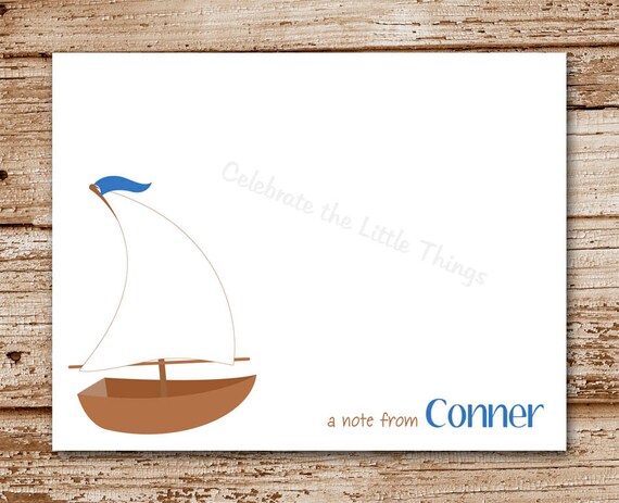 Set of 8 Sailboat Note Cards, Notecards | Personalized Stationery | Sail Boat, Nautical, Sailing Il_570xn