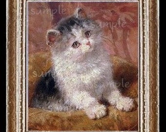 Kitten Miniautre Dollhouse Cat Art Picture 6101