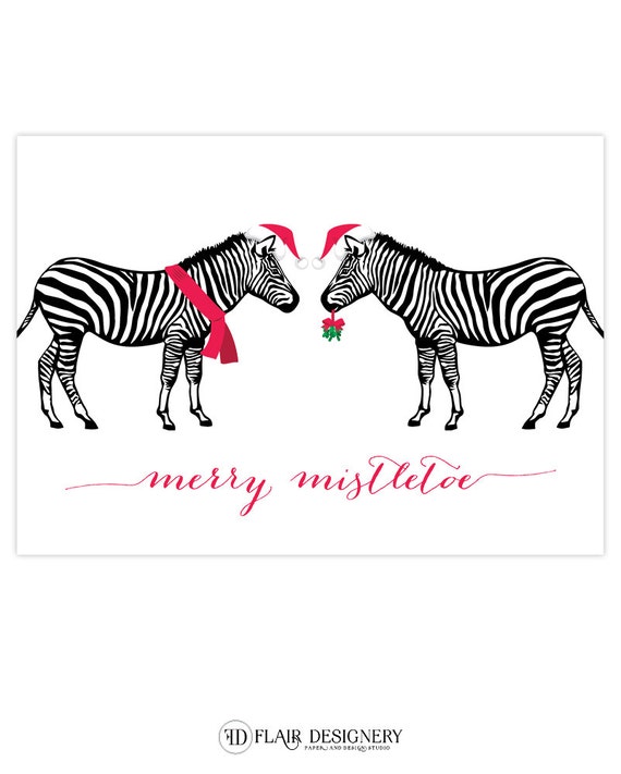 HOLIDAY SALE!!! Merry Mistletoe Holiday Greeting Card - Single Card - for Holidays or Cristmas by Flair Designery Il_570xn