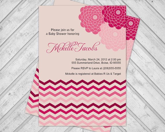 Printable baby shower invitations girl - chevron baby shower invite ...