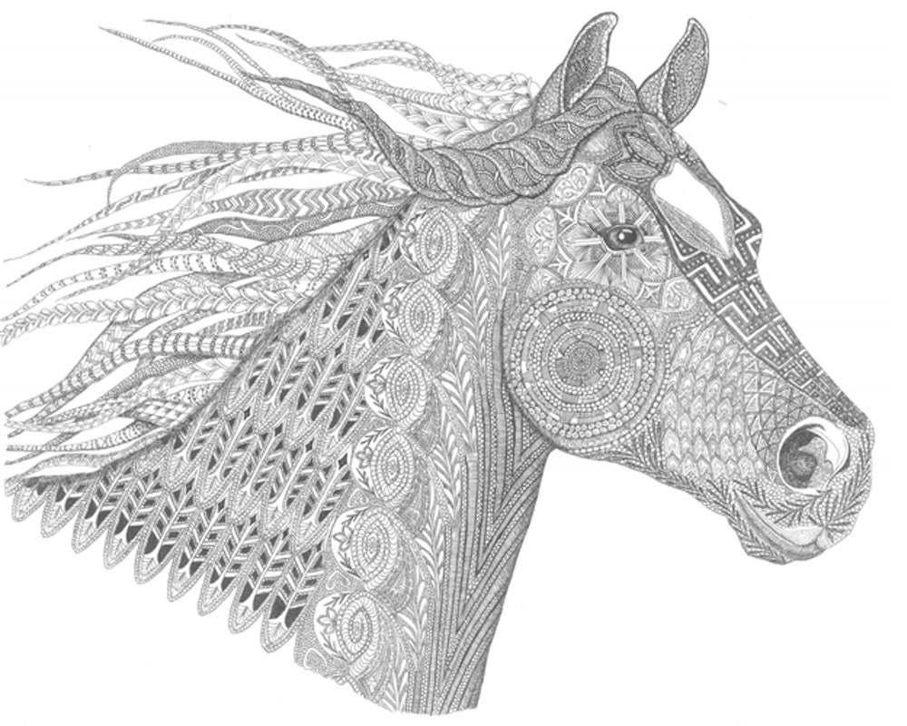 Horse print zentangle animal art by augustarray on Etsy