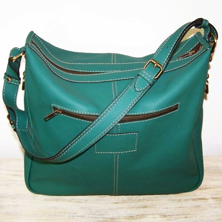 Eden. teal green leather handbag messenger bag by ChicLeather