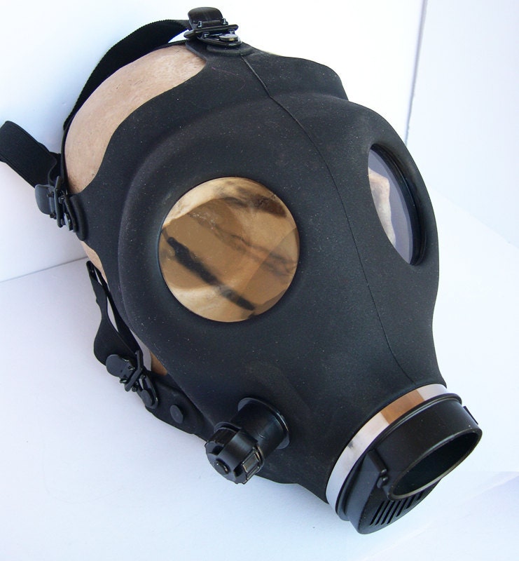 latex faux black gas mask halloween