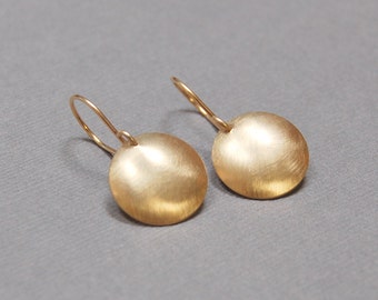 14K Gold 9mm Disc Earrings by CoconutCanopy on Etsy