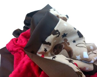Western Cowboy Minky Baby Blanket, Personalized Cowboy Blanket, Baby Shower Gift, Standard Size
