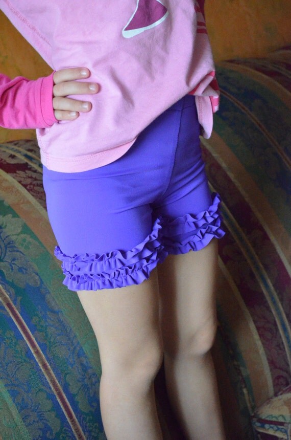 Girls Ruffled Shorts in Purple Dance Gymnastics or under Tutu