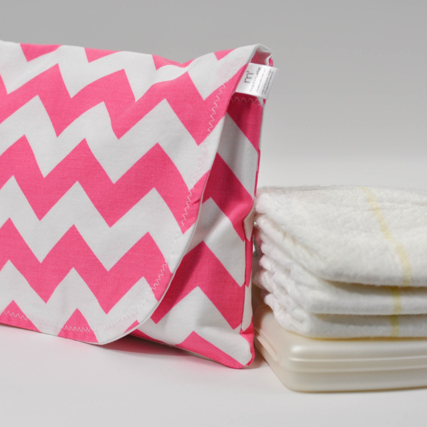 SALE Diaper and Wipe Clutch in Pink Chevron Mini Nappy Bag