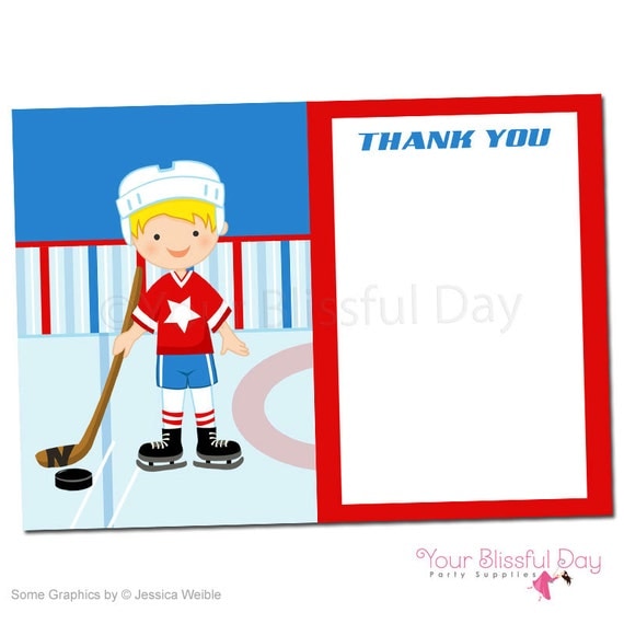 PRINTABLE Hockey Thank You Cards (Character of your choice) Il_570xn