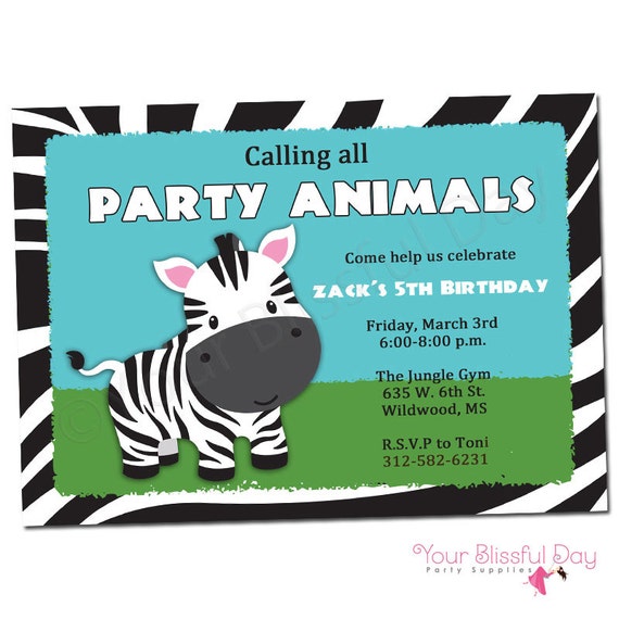 PRINTABLE Zebra Party Invitations (Boy or Girl) #599 Il_570xn