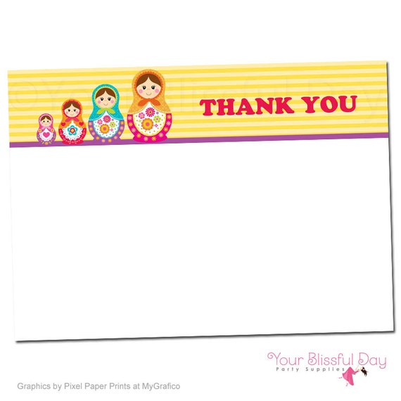 PRINTABLE Matryoshka Doll Thank You Cards Il_570xn