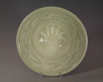 Large Stoneware Bowl White wheat Traditional Pattern on Stoneware