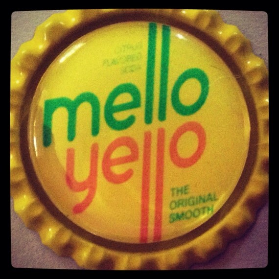 Items similar to Badge Reel Accessory "Mellow Yellow" Bottle Cap