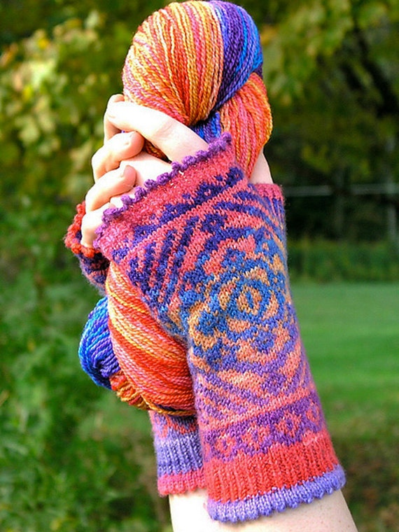 Namaste Fingerless Mitt Colorwork Knitting Pattern