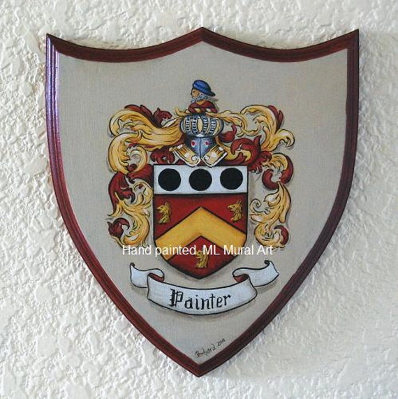 Family crest wooden plaque hand painted Coat of by decorativeart