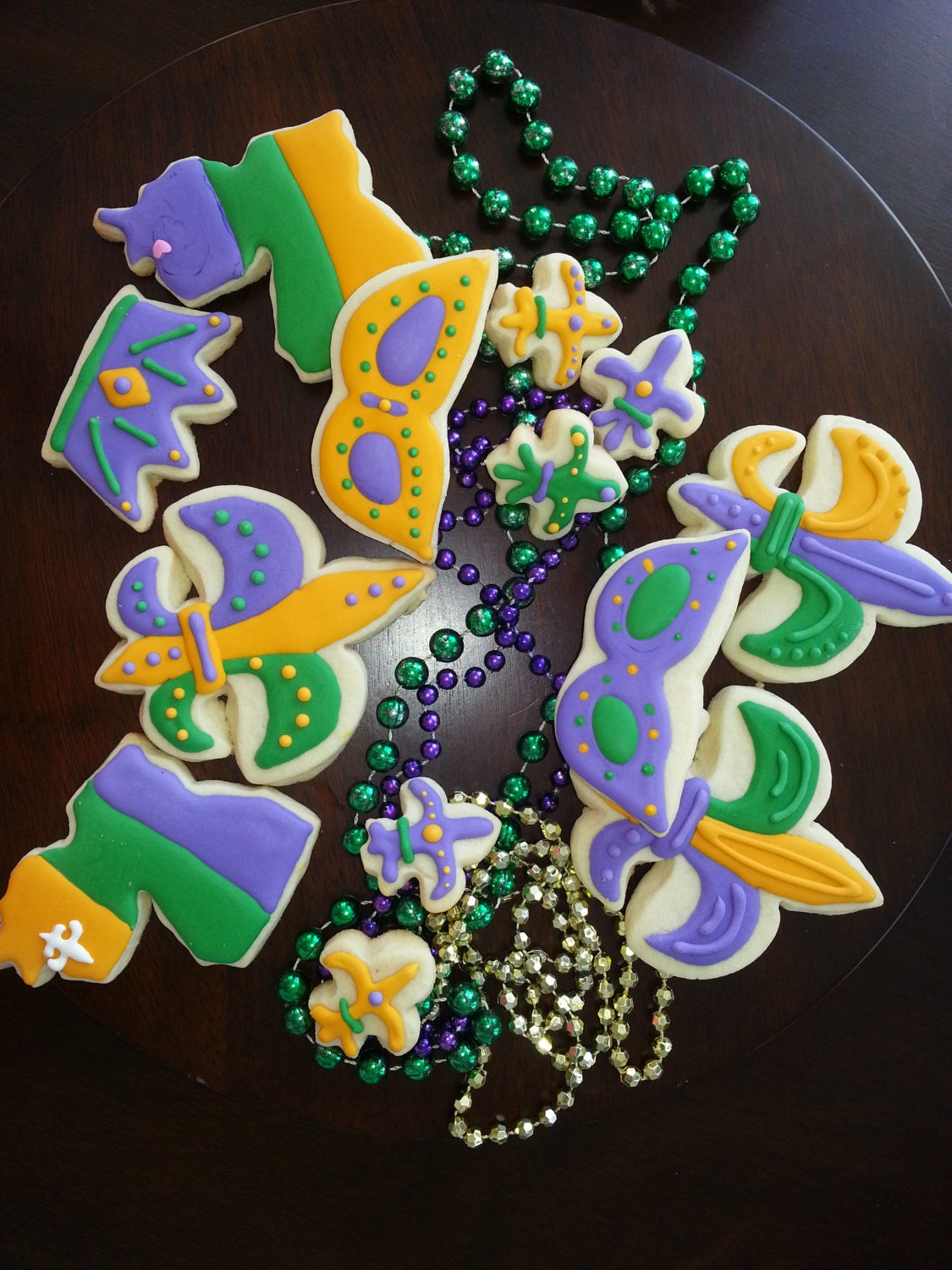 Assorted Sizes Mardi Gras Fleur de Lis Sugar Cookies