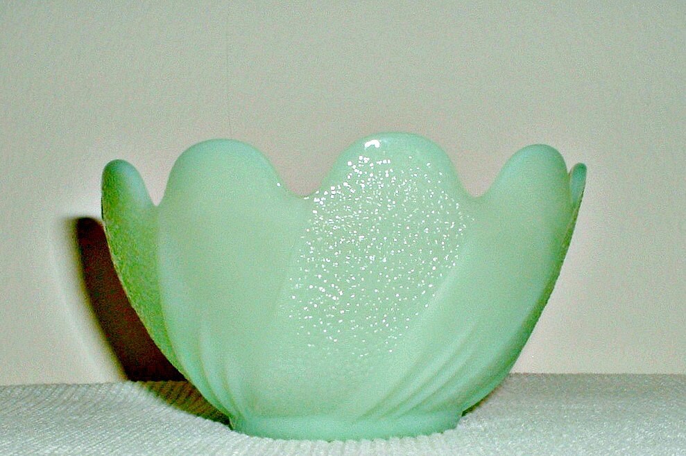 FireKing Jadite Bowl Lotus Blossom Jadeite Vintage Haute Juice