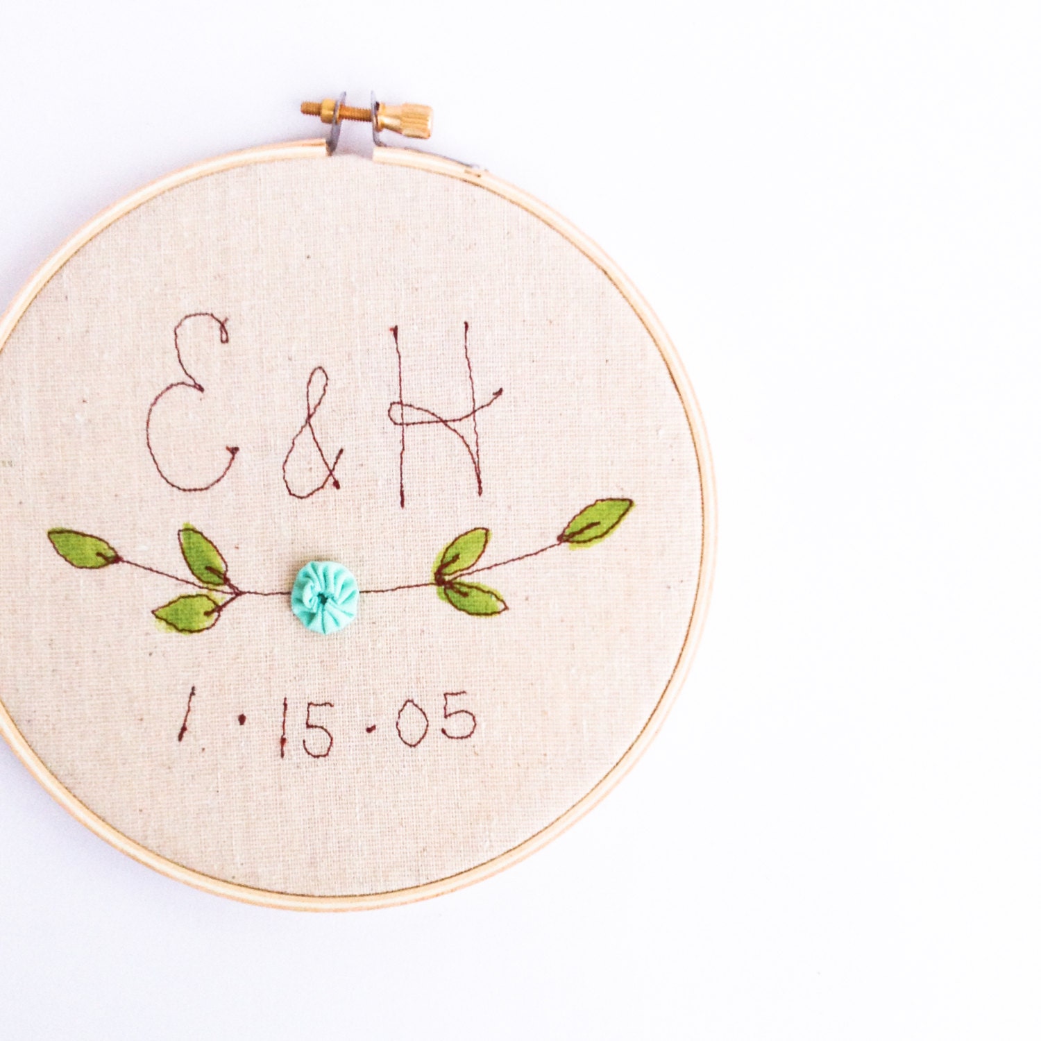 Personalized Wedding Gift Embroidered Hoop Wall by MamaBleuDesigns