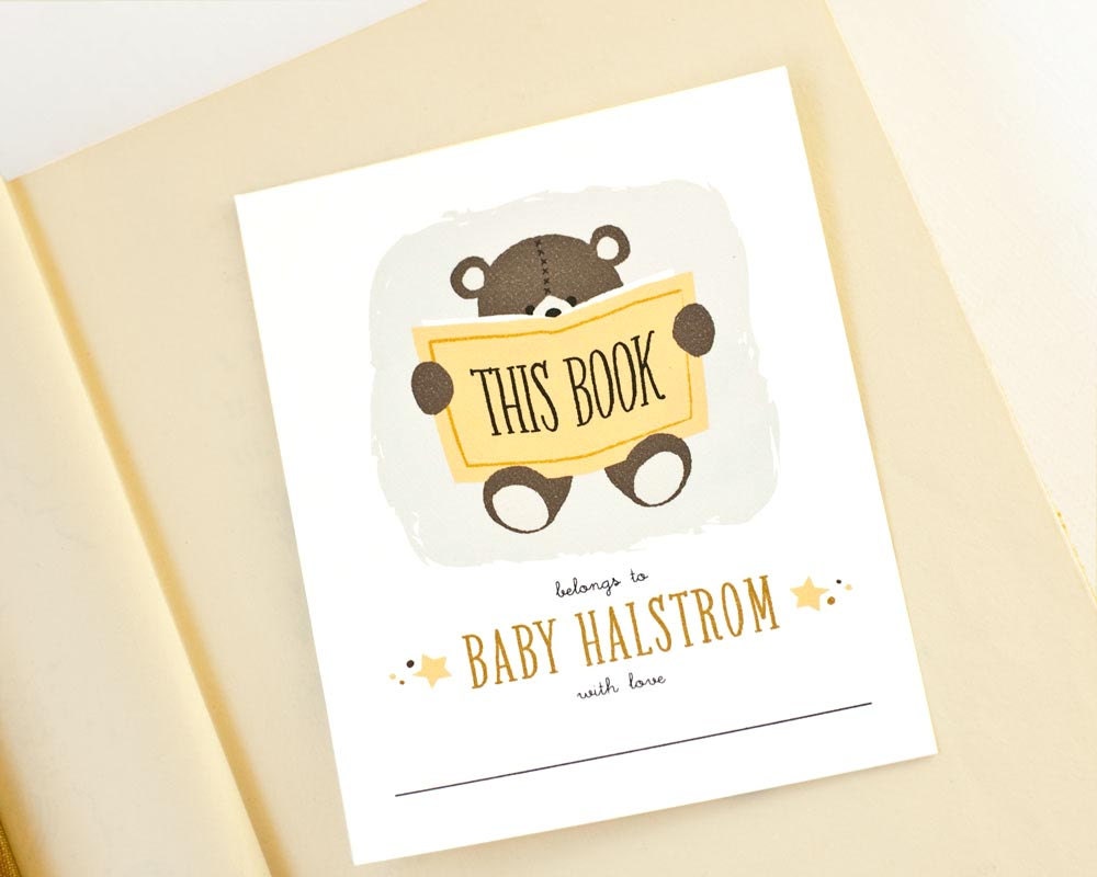 Personalized Bookplates Baby Shower Bookplate Teddy Bear