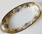 Antique Noritake Porcelain Oval Relish Dish with Handles