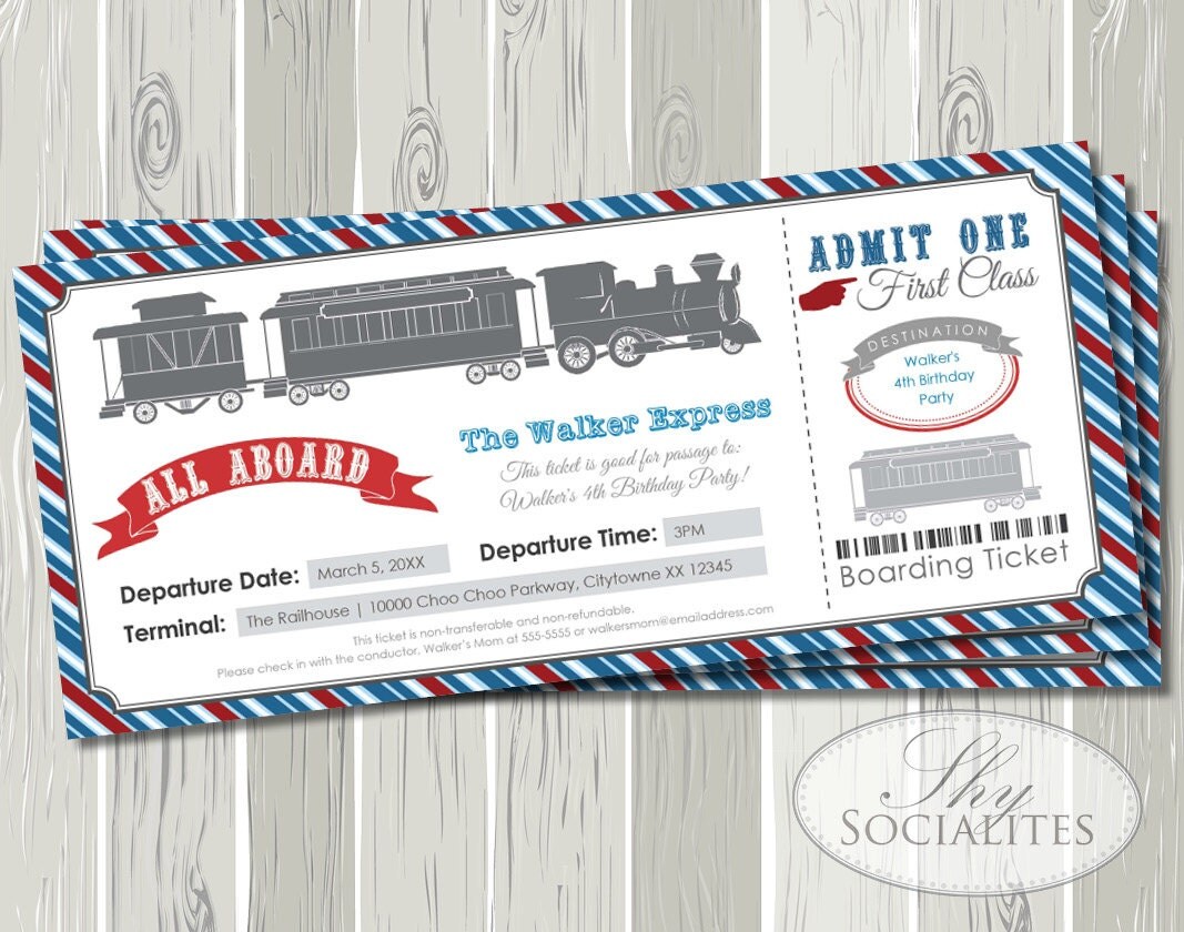 Railroad Train Ticket Invitations Boarding Pass Railway