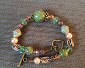 Green and Gold Beaded Bracelet