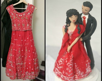 Indian Wedding Cake Topper CUSTOMIZED to your features and attire Hand Sculpted in Clay