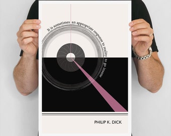 Large Art Poster “Philip K Dick” Science Fiction Quote Literary Art Prints, Minimalist Illustration, Large Wall Art Quote Prints, Mens Gift