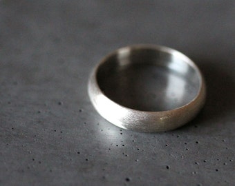 brushed gold band 5mm palladium ring 14k half round mens