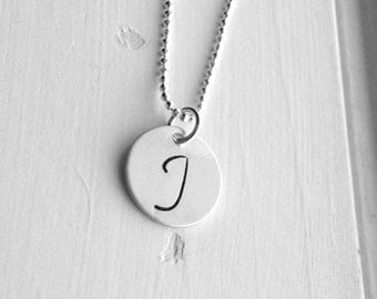 Initial Necklace, All Letters Available, Letter J Necklace, Letter J Pendant, Initial Jewelry, Charm Necklace, Sterling Silver Jewelry