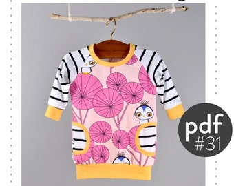 Baby dress pattern, faux pockets // sweatshirt dress pdf // photo tutorial // sizes 0M-6T // #31