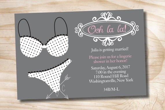 Ooh La La LINGERIE Bridal Shower Invitation Bachelorette Party Invitation - Printable digital file or printed invitations Il_570xn