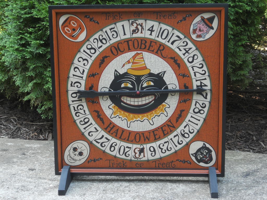 Primitive Wood Halloween Roulette Game Board Folk by JohnnyUNamath