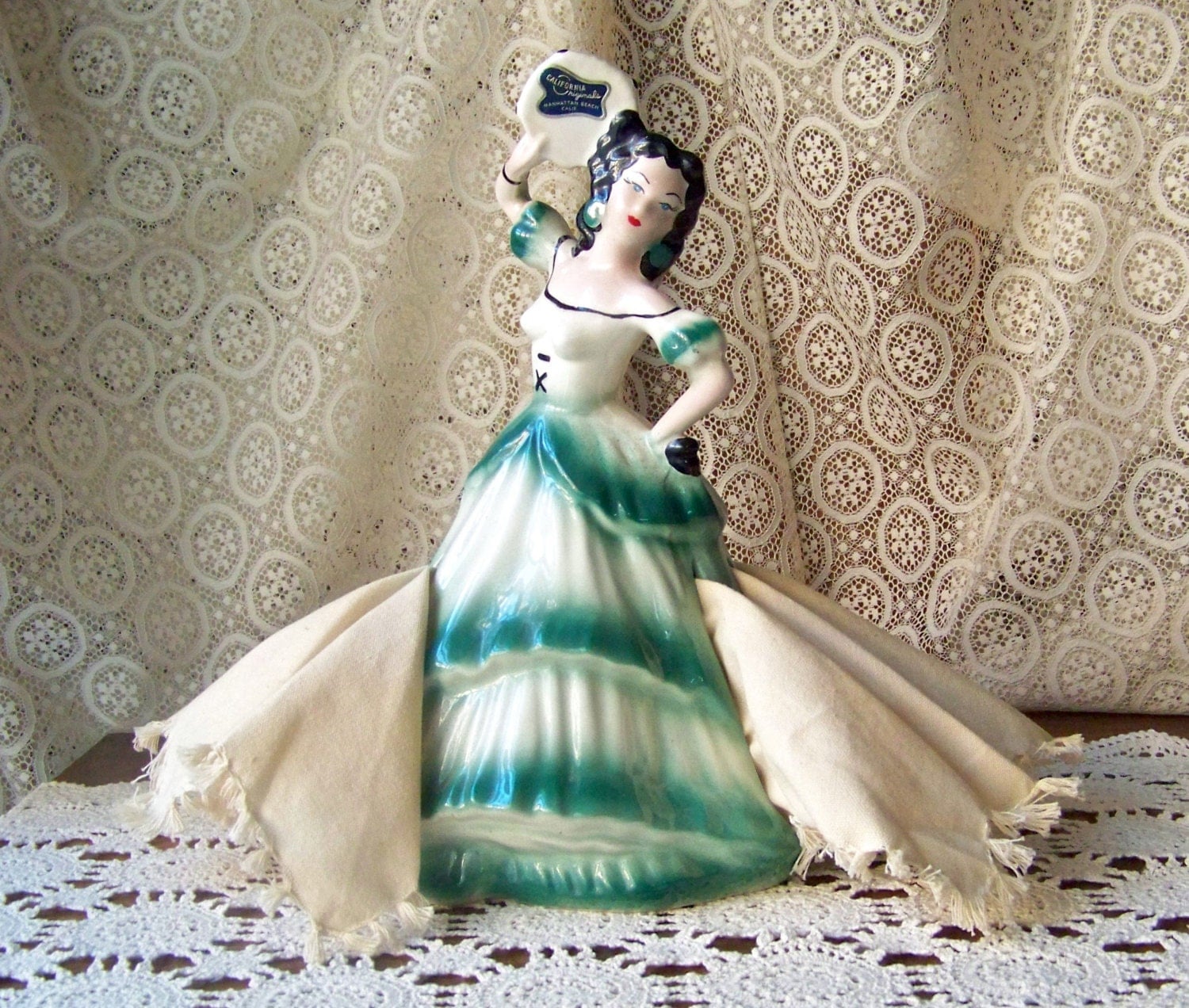 RESERVED Decodarling Vintage Napkin Lady Flamenco by cynthiasattic