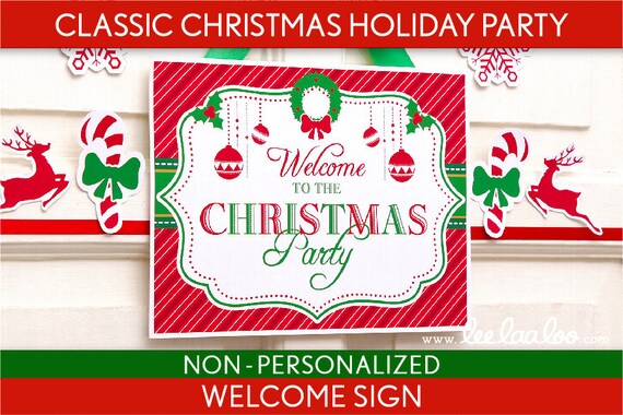 Classic Christmas Holiday Party - Welcome Sign & Bonus: Party Signs NonPersonalized Printable // Classic Christmas - H2Na Il_570xn