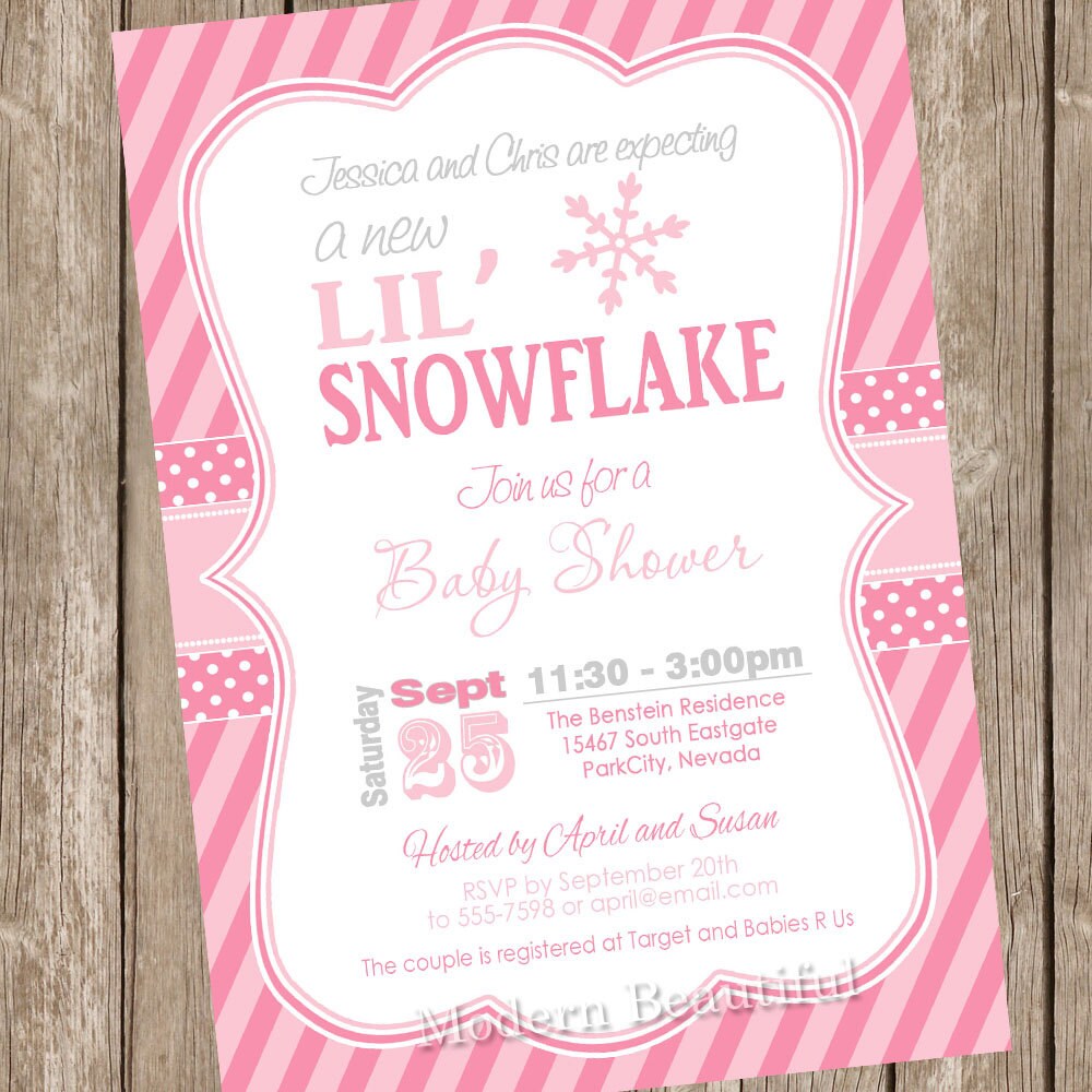 Little Snowflake Baby Shower Invitation winter baby shower