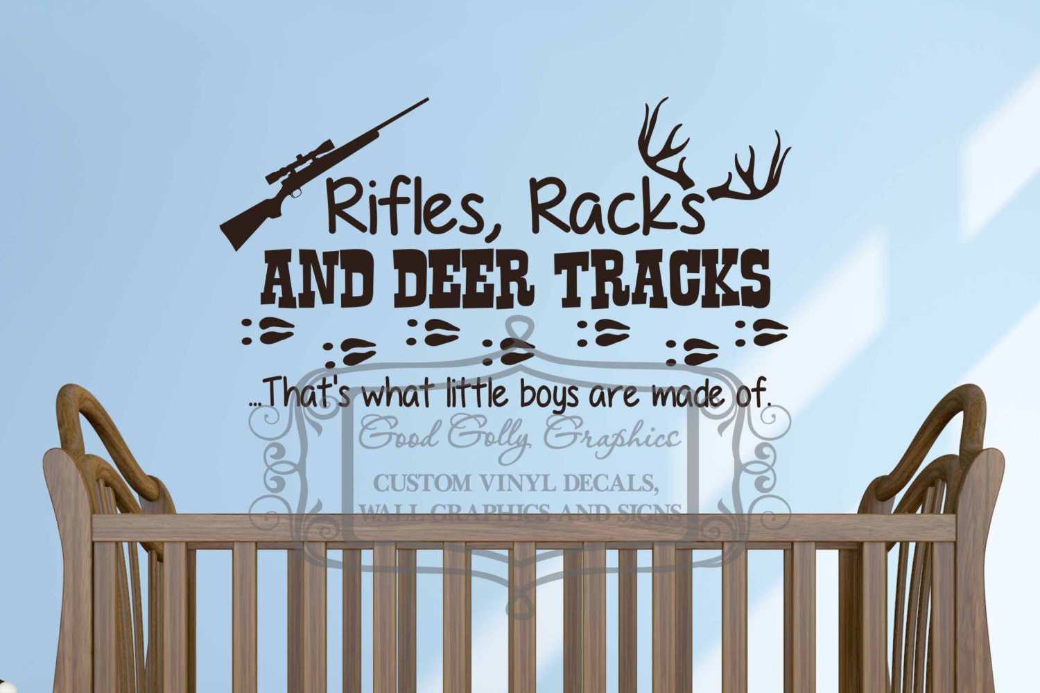 Rifles racks and deer tracks vinyl wall decal