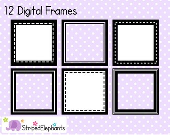 Square Digital Frame Collection 1 - Clipart Frames - Instant Download - Commercial Use