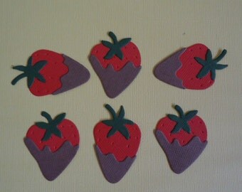 6 Chocolate Dipped Strawberry Die Cuts for Scrapbooking Cards and Paper Crafts