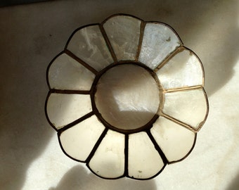 Vintage Capiz Shell and Brass Set of Two Plates / on sale