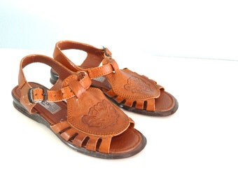 mexican tooled leather sandals