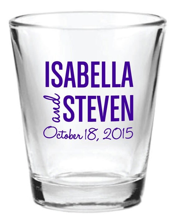 144 Wedding Favors Personalized Glass Shot Glasses Custom NEW 2015 Wedding Designs