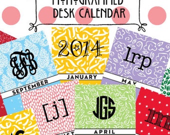 The Personalized Monogrammed Desk Calendar with 5x7 Frame by ...