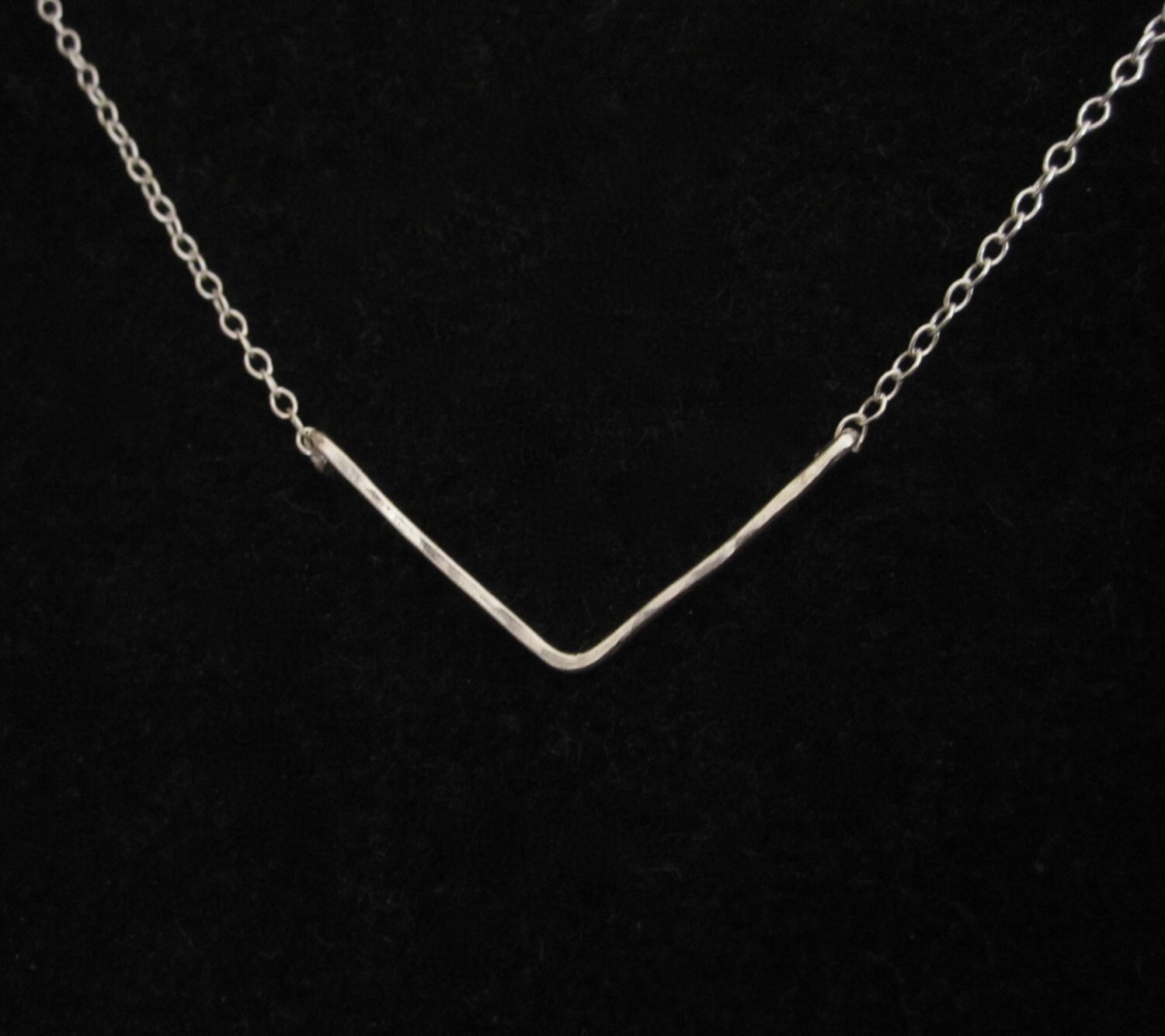 Chevron sterling silver wire necklace dainty necklace
