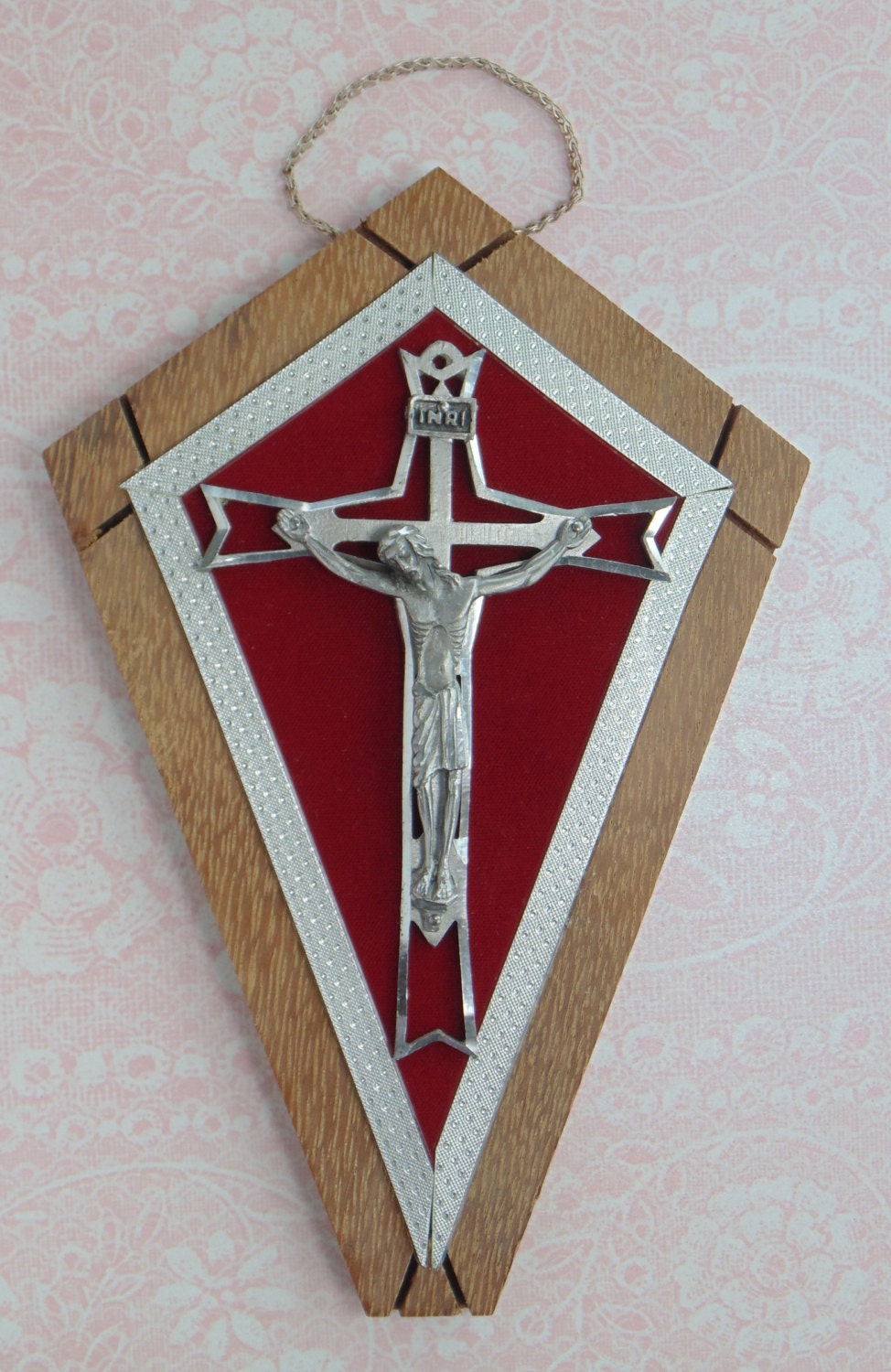 Large A.L. Pure Pewter Crucifix Wall Hanging Italy 5 By