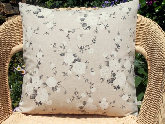 SALE linen look pillow cover natural pillow cover rose