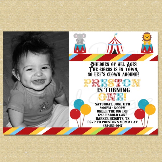 Red Yellow Circus/Carnival Birthday Invitation Boy or Girl Il_570xn