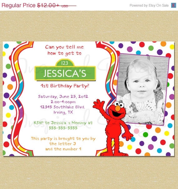 10% OFF SALE Sesame Street Elmo's World Birthday Invitation - Sesame Street (Any Age) Il_570xn